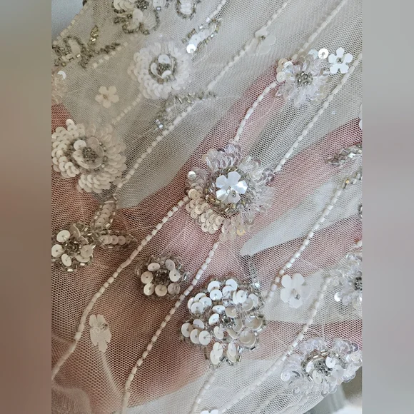 Ivory & White Beaded Gown - Picture 11 of 16